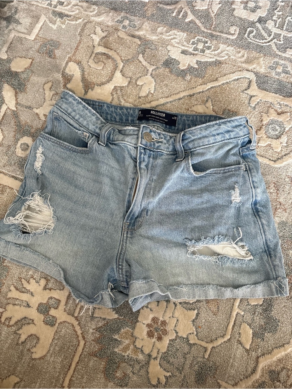Hollister Light Wash Distressed Denim Shorts